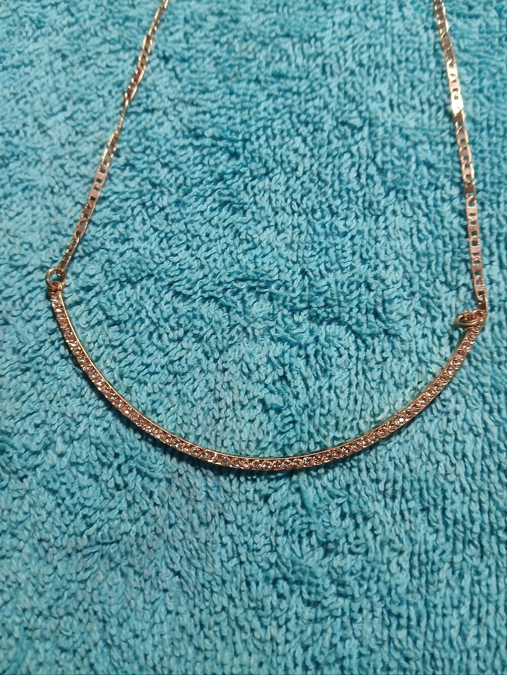Delicate Gold Pavé Curved Bar Necklace - Women's Jewelry